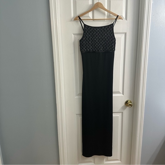 Vintage Dress 1990s Long Black Prom Gothic Formal Special Event Size Medium - Picture 3 of 7